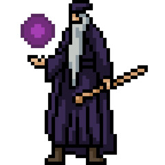 Fototapeta premium pixel art dark wizard magic