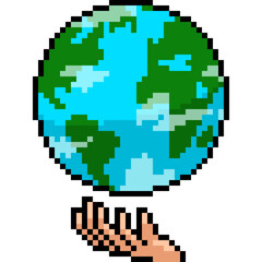 pixel art god hold earth