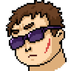 pixel art gangster man head