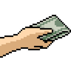 pixel art hand pay money