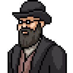 pixel art mysterious suit man