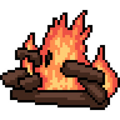 pixel art campfire hot burn