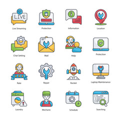 Technical support vector  Fill outline Icon Design illustration. Technical support Symbol on White background EPS 10 File set 2
