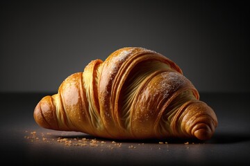 Perfectly Baked Croissant with Dark Background