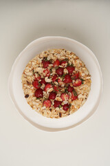 Strawberry cake with cherry and almond