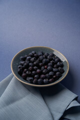 Fototapeta na wymiar Fresh blueberry bowl , top view