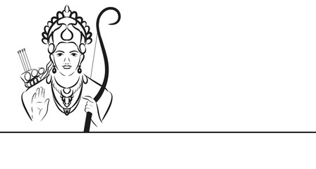 Lord Rama line art isolated on white