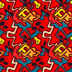 Unique abstract seamless artwork with psychedelic colorful patterns