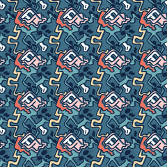 Unique abstract seamless artwork with psychedelic colorful patterns