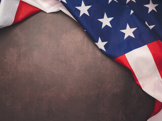 Part of the American flag is on a vintage background