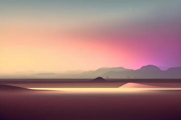 Fototapeta na wymiar Bright pastel tones landscape illustration, Generative AI