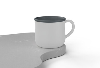 An enamel mug with unique shape and transparent background, perfect for your brand mockup
