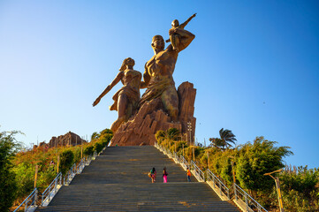 Statue called Monument of the African Renaissance located in Dakar, Senegal - obrazy, fototapety, plakaty