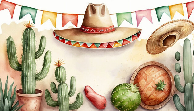 Cinco de Mayo Banner background with text copy space, Generative AI