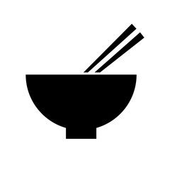 Bowl and chopsticks silhouette icon. Vector.
