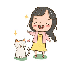Little girl with cat