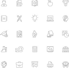 Collection of education and learning linear icons. Vector illustration