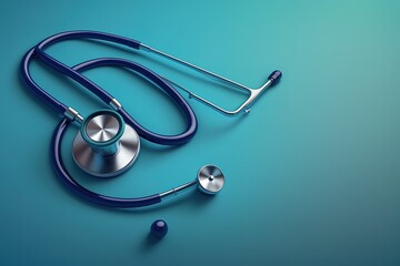healthcare and medical industry. doctor stethoscope on blue background. banner with copy space, AI generated