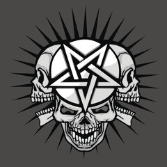 Gothic sign with skull, grunge vintage design t shirts
