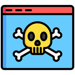 skull and crossbones, virus attack warning on the website