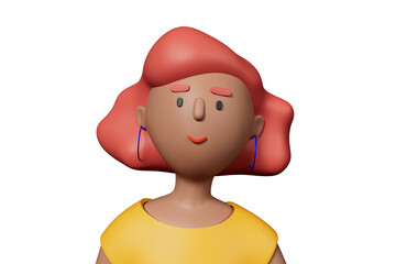 3D avatar of a young trendy woman. profile picture. 3d Rendering