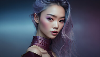 Illustration of a portrait of an Chinese girl using AI generative.