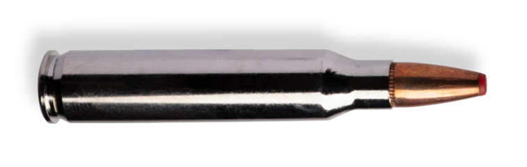 AR-15 ammo with a polymer tipped red bullet in 223 caliber