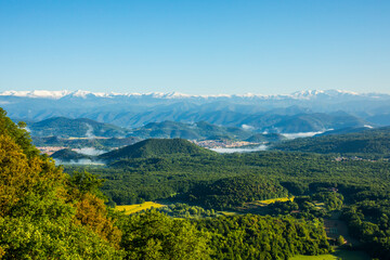 Spring sunrise in La Fageda D En Jorda Forest, La Garrotxa, Spai