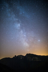 Fototapeta na wymiar Milky way in Puigsacalm peak, La Garrotxa, Spain