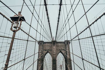 Naklejka premium Foto del Puente de Brooklyn sin personas, Nueva York.