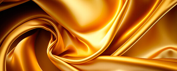 Golden gradient silk fabric background. Generative AI