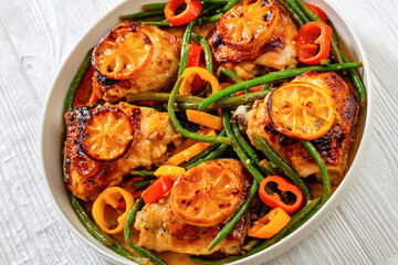 honey mustard lemon chicken thighs with veggies