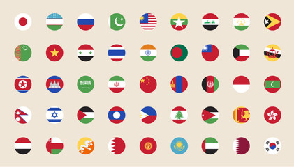 Giant Flat Asian Flag Set