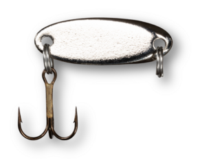 Shadow under a shiny spoon that is use for freshwater fishing