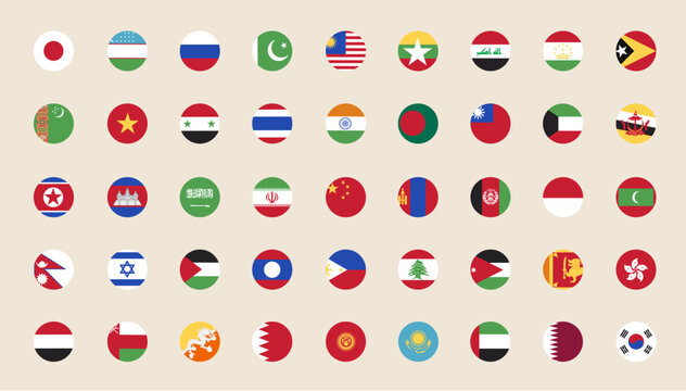 Giant Flat Asian Flag Set