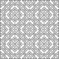 Stylish texture with figures from lines.
Abstract geometric black and white pattern for web page, textures, card, poster, fabric, textile. Monochrome graphic repeating design. 