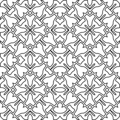 Stylish texture with figures from lines.
Abstract geometric black and white pattern for web page, textures, card, poster, fabric, textile. Monochrome graphic repeating design. 