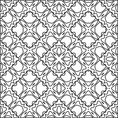 Stylish texture with figures from lines.
Abstract geometric black and white pattern for web page, textures, card, poster, fabric, textile. Monochrome graphic repeating design. 