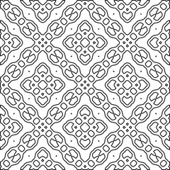 Stylish texture with figures from lines.
Abstract geometric black and white pattern for web page, textures, card, poster, fabric, textile. Monochrome graphic repeating design. 