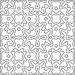 Stylish texture with figures from lines.
Abstract geometric black and white pattern for web page, textures, card, poster, fabric, textile. Monochrome graphic repeating design. 