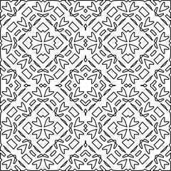 Stylish texture with figures from lines.
Abstract geometric black and white pattern for web page, textures, card, poster, fabric, textile. Monochrome graphic repeating design. 