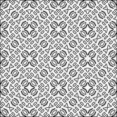 Stylish texture with figures from lines.
Abstract geometric black and white pattern for web page, textures, card, poster, fabric, textile. Monochrome graphic repeating design. 