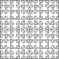 Stylish texture with figures from lines.
Abstract geometric black and white pattern for web page, textures, card, poster, fabric, textile. Monochrome graphic repeating design. 