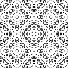 Stylish texture with figures from lines.
Abstract geometric black and white pattern for web page, textures, card, poster, fabric, textile. Monochrome graphic repeating design. 