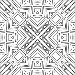 Stylish texture with figures from lines.
Abstract geometric black and white pattern for web page, textures, card, poster, fabric, textile. Monochrome graphic repeating design. 