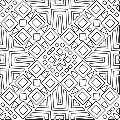 Stylish texture with figures from lines.
Abstract geometric black and white pattern for web page, textures, card, poster, fabric, textile. Monochrome graphic repeating design. 