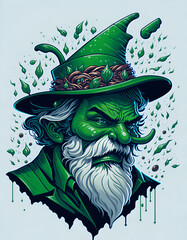 Leprechaun in green hat. St. Patrick's Day concept. AI generated illustration