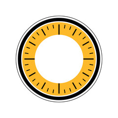 circle figure of black and yellow measuring tape with space in the center for text and illustration. A watch for an athlete or coach