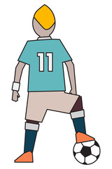 Football players stand with their backs ready for the game.