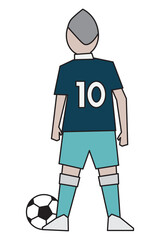 Football players stand with their backs ready for the game.